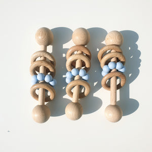 Wooden Teething Rattle - Blue