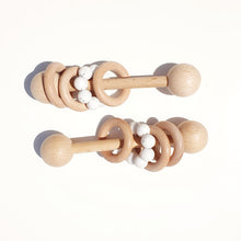 Load image into Gallery viewer, Wooden Teething Rattle - White
